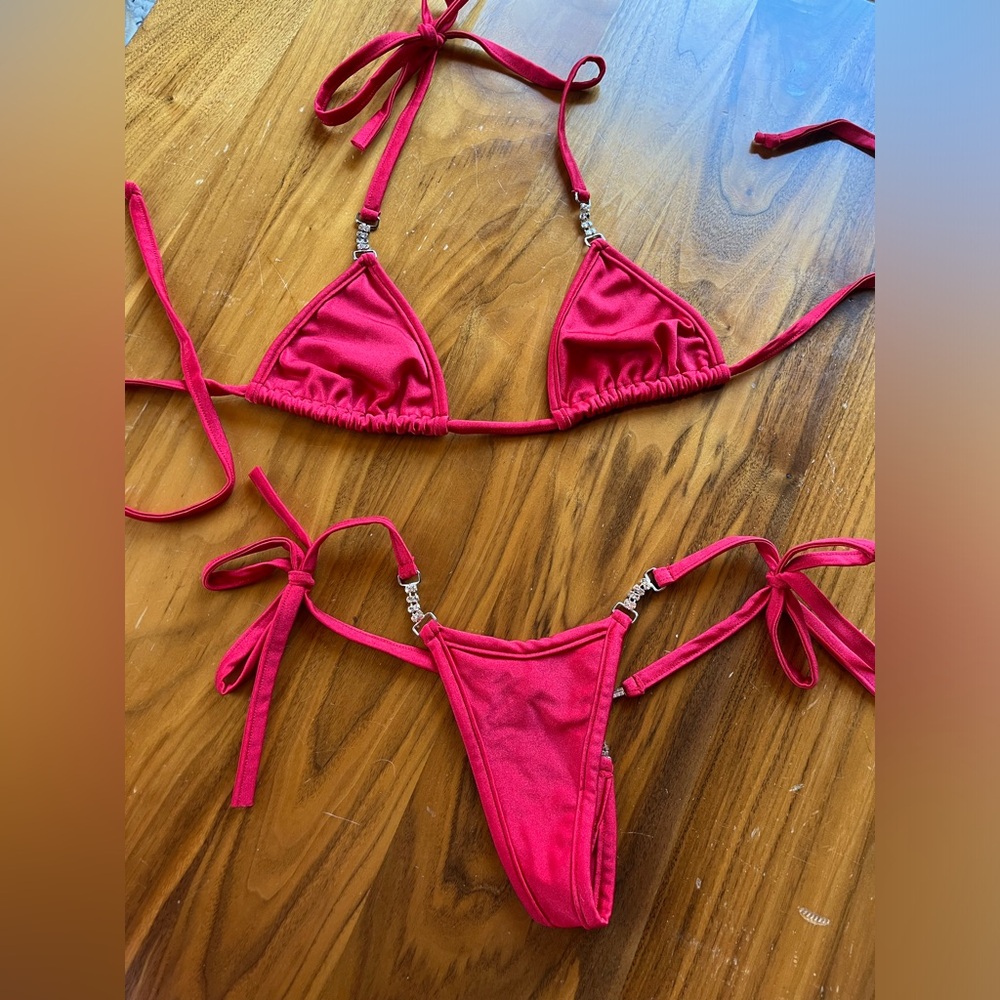 Red Jewel Stripper Bikini